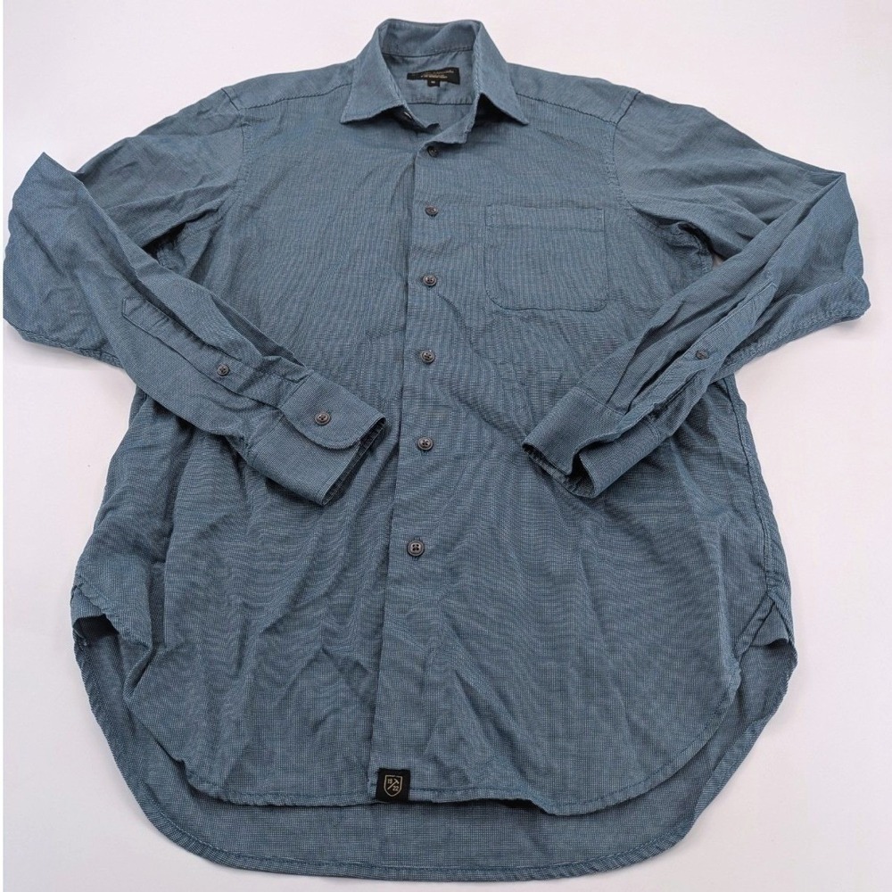 Allen‎ Edmonds Men's Medium Dark Green Micro-Check Long-Sleeve Shirt